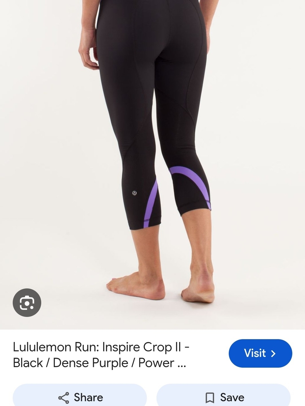 lululemon athletica Black Crop Leggings with Purple Accents
